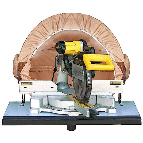 Tredre Lighted Dust Solution for Miter Saws, Wood Work Shop Vacuum System, Accessory Holes, Come with Storage Bag Khaki - 50" L x 30" W x 40" H Tredre