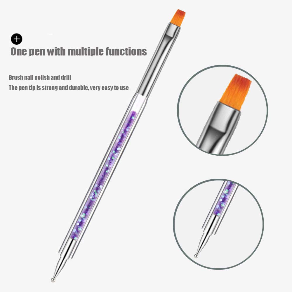 iFwevs Nail Art Brushes,5pcs Double Ended Brush & Dotting Tool Kit,Including Nail Liner Brush and Nail Dotting Pens for Nail Art Nail Salon