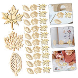 DECHOUS 40pcs Wood Decor Woodsy Decor Unfinished Wood Crafts Crafting Ornament Wood Ornaments for Crafts Maple Leaf Wood Decorations Wood Chips Patch DECHOUS