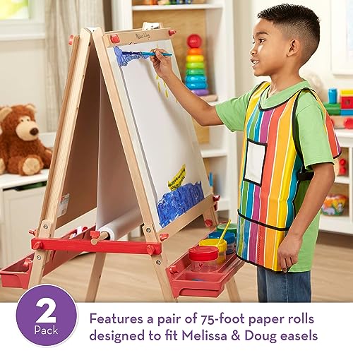 Melissa & Doug Deluxe Easel Paper Roll Replacement (18 inches x 75 feet) - 2-Pack, White - WoodArtSupply