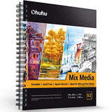 Ohuhu Mixed Media Paper Pad: 11.6"x9.6" Mix Media Sketchbooks, 120 LB/200 GSM Heavyweight Papers, 62 Sheets/124 Pages, Spiral Bound Mixed Media Art Ohuhu