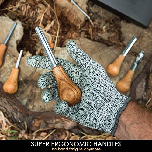 BeaverCraft Wood Carving Tools SC05 Wood Carving Kit Wood Carving Set Wood Carving Knife Woodcarving Tools Wood Carving Palm Gouges Wood Chisels