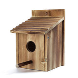 Wood Bird Houses for Outside with Pole Wooden Bird House for Finch Bluebird Cardinals Hanging Birdhouse Clearance Garden Country Cottages NATUREYLWL