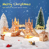 RoWood London Tower Bridge 3D Wooden Puzzle with LED Lights for Adults RoWood