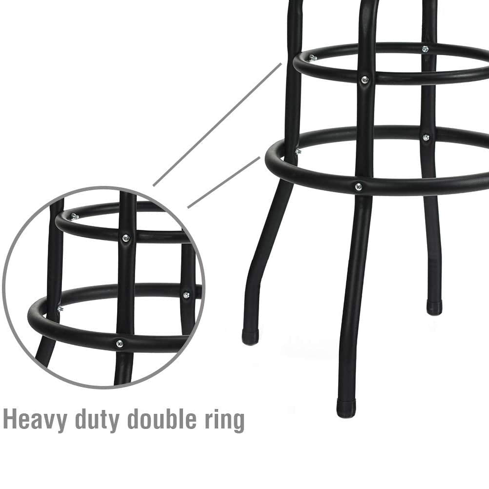 WORKPRO W112003 Garage Shop Stool, Heavy-Duty Steel Construction Garage Stool, Swivel Cushion Seat, Black Powder Coated Legs & Footrest (Single Pack) - WoodArtSupply