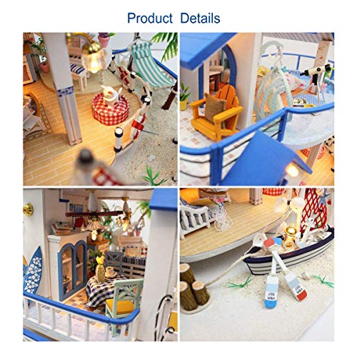 GuDoQi DIY Miniature Dollhouse Kit, Miniature House Kit 1:24 Scale,Tiny House kit with Music and Furniture Kit, Great Gift for Birthday Christmas, GuDoQi