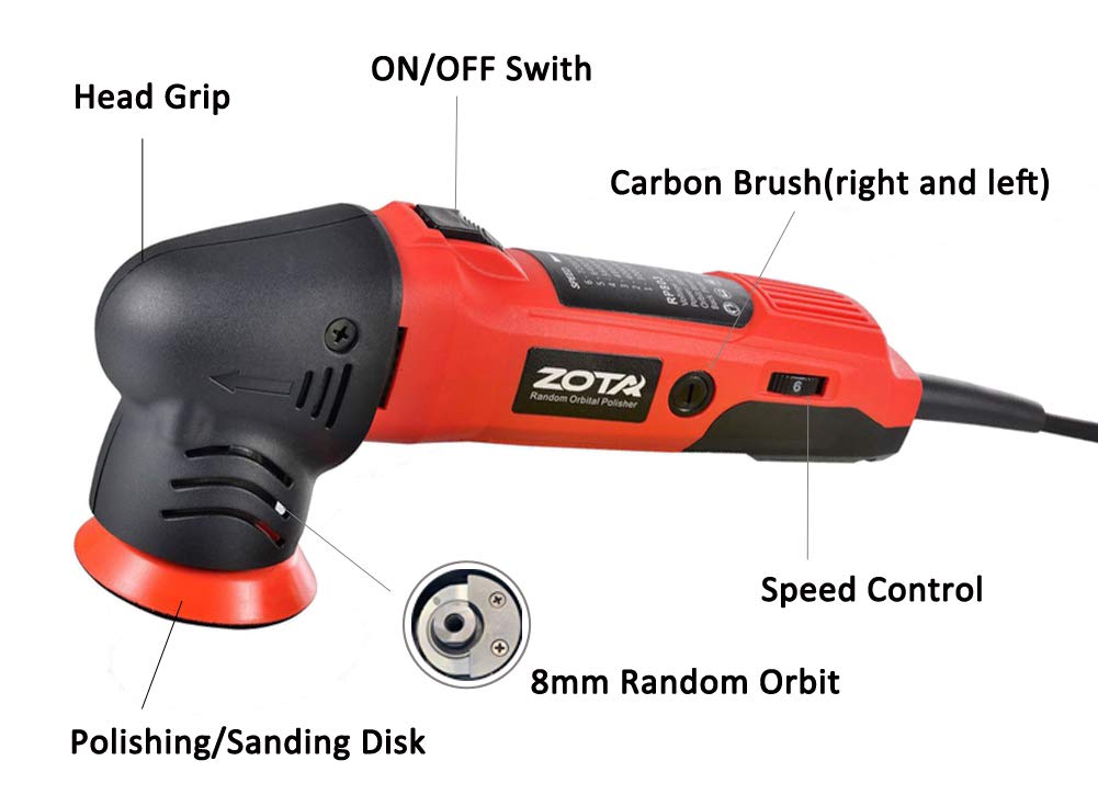 ZOTA Oribtal Polisher, 3 inch Dual Action Polisher with 13.1 feet Cord, Mini Polisher Kit and Polisher for Car Detailing. ZOTA