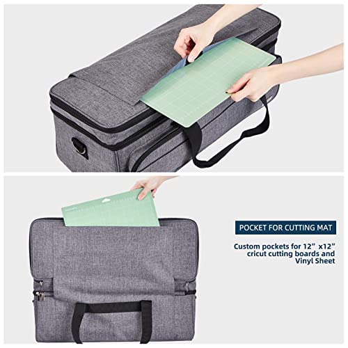 NICOGENA Double Layer Carrying Case with Mat Pocket for Cricut Explore Air 2, Cricut Maker, Cricut Maker 3, Cricut Explore 3, Multi Large Front - WoodArtSupply