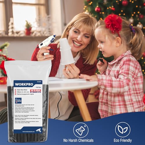 WORKPRO Hot Glue Sticks Full Size, 50 Pack Black Hot Melt Adhesive Glue Sticks for All-Temp Glue Guns, 0.43x8 Inches, Multipurpose for DIY Craft WORKPRO