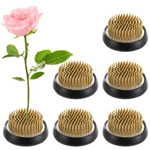 6 PCS Flower Frogs, 2.1 Inches Round Brass Flower Holders, Japanese Ikebana Vase Floral Frogs, Flower Arranger, Flower Fixed Tools Pins for Flower - WoodArtSupply