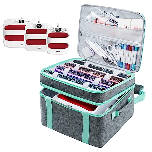 Double-Layer Carrying Case for Cricut EasyPress 2(12x10), HTVRONT Heat Press Machine, Sturdy Heat Press Bag, Cricut Storage Case with Pockets for MYBAGZING