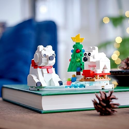 LEGO Wintertime Polar Bears 40571 Christmas Décor Building Kit, Polar Bear Gift, Great Stocking Stuffer for Kids, Features a Christmas Tree Toy and - WoodArtSupply