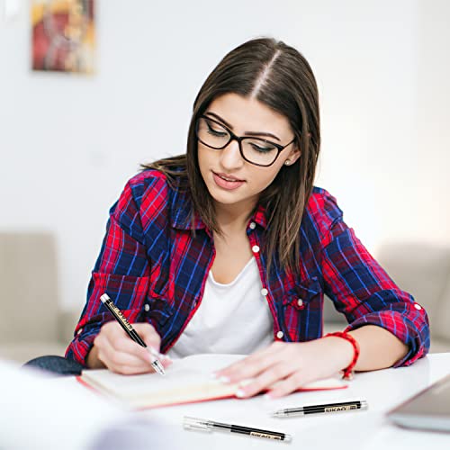 Sikao 24 Pack Black Rolling Ball Pens, Liquid Ink Rollerball Pens 0.5mm Fine Point Needle Tip for Super Smooth Writing Quick-Drying Ink No Smear Sikao