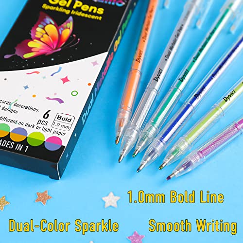 Dyvicl Dual Metallic Gel Pen, 2nd Generation, Liquid Glitter Iridescent Gel Pen for Adult Coloring, Doodling, Drawing, Scrapbooking, Card Making, - WoodArtSupply