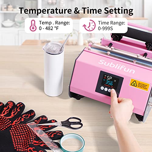Sublifun Pink Tumbler Mug Heat Press Machine 30 OZ 20 OZ 16 OZ Sublimation Straight Skinny Tumbler Mug Sublimation Print 11 OZ 15 OZ Sublimation Mug Sublifun
