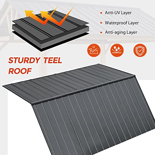 EAGLE PEAK 11x13 Hardtop Wood Gazebo,Outdoor Cedar Wood Frame Pavilion, Galvanized Steel Gable Roof, for Patio, Deck, Backyards, Garden, Natural EAGLE PEAK