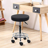 KKTONER PU Leather Round Rolling Stool with Foot Rest Swivel Height Adjustment Spa Drafting Salon Tattoo Work Office Massage Stools Task Chair Small KKTONER