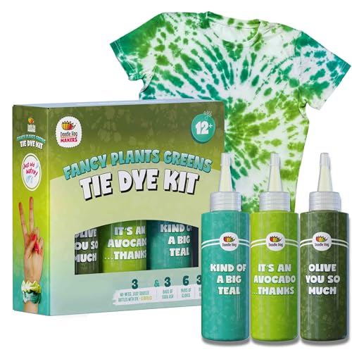 DOODLE HOG Olive, Teal & Green Tie Dye Colors Tie Dye Kit – Custom Clothing Dye with 6 Refills for Summer Activities for Kids - Tie Dye Party - WoodArtSupply