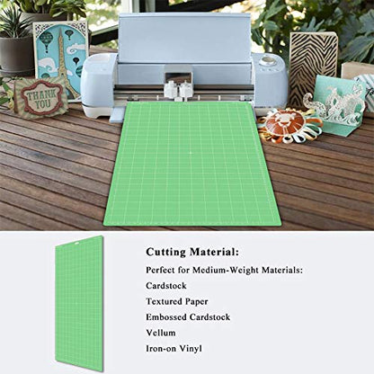 EVISWIY 4PCS 12x24 Mats for Cricut Maker 3/Maker Explore Air 2/Air/One with 5 PCS Blades StandardGrip/LightGrip/StrongGrip/FrabricGrip Multiple Green - WoodArtSupply