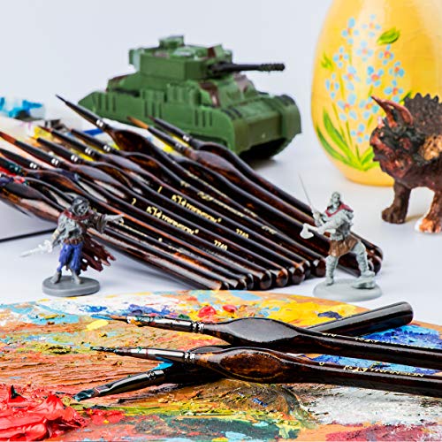 Transon Artist Detail Paint Brushes with Case 15pces for Model Miniature Painting, Nylon, Dark Brown TRANSON