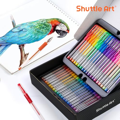 Shuttle Art Gel Pens, 120 Pack Gel Pen Set Packed in Metal Case, 60 Unique Colors with 60 Refills for Adults Coloring Books Drawing Doodling Crafts