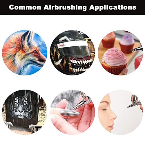 SAGUD Airbrush Kit 0.3mm Dual-Action Air Brush Gun with 20cc and 40 cc Plastic Fluid Cups - Extra 0.2mm & 0.5mm Nozzles Needle Air Caps and Quick SAGUD