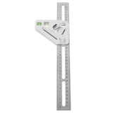 Combination Square with Bubble Level Silver Flexible Woodworking Triangle Ruler Carpentry Tools FTVOGUE