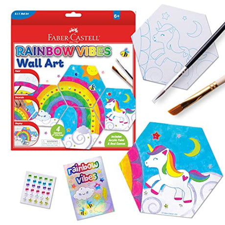 Faber-Castell Rainbow Vibes Wall Art Craft Kit - Paint and Decorate Your Own Unicorn Canvas Art, Unicorn Painting Kit for Kids, Arts and Crafts for Faber-Castell