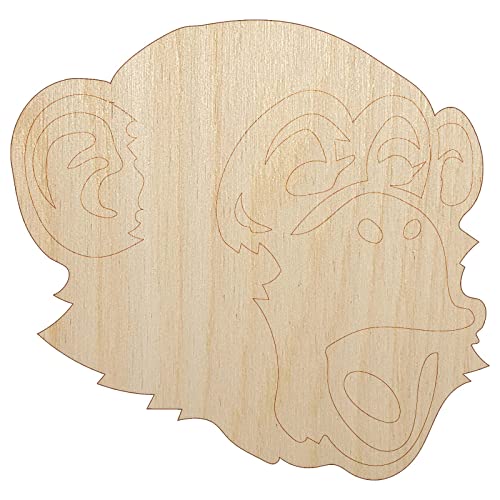 Surprised Chimpanzee Ape Head Monkey Unfinished Wood Shape Piece Cutout for DIY Craft Projects - 1/4 Inch Thick - 6.25 Inch Size Sniggle Sloth