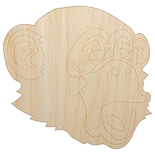 Surprised Chimpanzee Ape Head Monkey Unfinished Wood Shape Piece Cutout for DIY Craft Projects - 1/4 Inch Thick - 6.25 Inch Size - WoodArtSupply