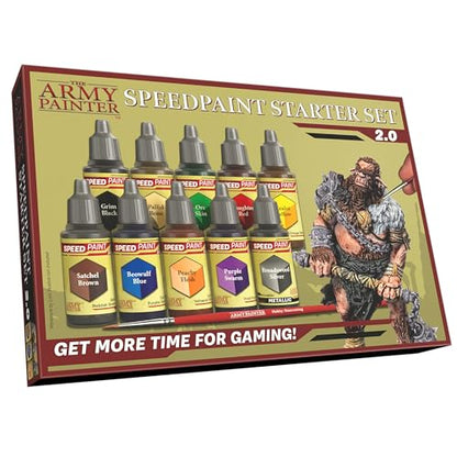 The Army Painter Speedpaint Starter Set 2.0-10x18ml Speed Model Paint Kit Pre-Loaded with Mixing Balls and 1 Brush- Base, 1 Painting Guide - Model - WoodArtSupply