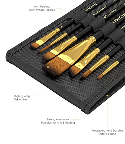 MyArtscape Supplies Paint Set - Gouache 12 x 12ml Paint Tubes with Pocket Paint Brush Set - 7 Artists' Paintbrushes - Set 1 MyArtscape