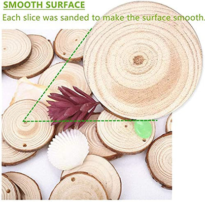 Natural Wood Slices TICIOSH Craft Unfinished Wood kit Predrilled with Hole Wooden Circles for DIY Crafts Wedding Decorations Christmas Ornaments Arts