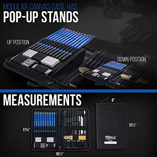 U.S. Art Supply 44-Piece Drawing & Sketching Art Set with 4 Sketch Pads (242 Paper Sheets) - Professional Artist Kit, Graphite, Charcoal, Pastel U.S. Art Supply