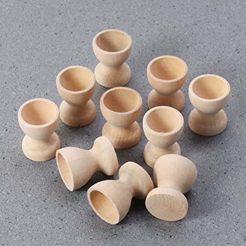 Kisangel 10pcs Unfinished Wood Easter Egg Stand Wooden Egg Cup Holders Easter Egg Holders for Diy Easter Decoration(Wooden Egg Tray) Kisangel
