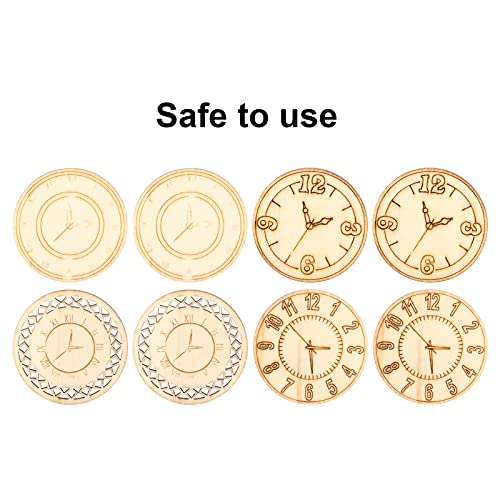 8 Pcs Wooden Paper Cutout Wooden Crafts Round Clock Shape Unfinished Chips Exercising Chidren Hand Painting Ability for Decorating DIY Room Message