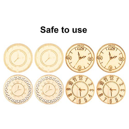 8 Pcs Wooden Paper Cutout Wooden Crafts Round Clock Shape Unfinished Chips Exercising Chidren Hand Painting Ability for Decorating DIY Room Message