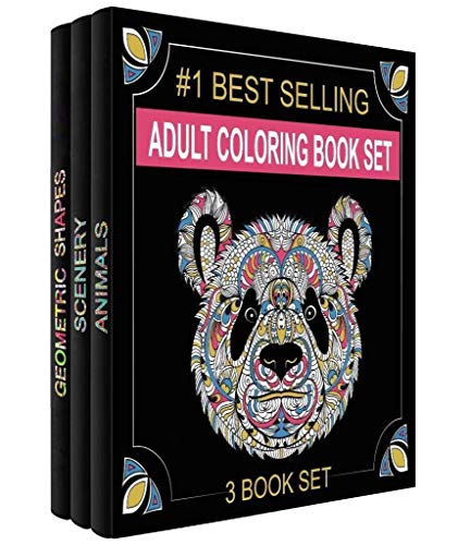 Adult Coloring Books Set - 3 for Grownups 120 Unique Animals, Scenery & Mandalas Designs. Adults Relaxation. Creatively Calm Studios