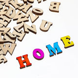 KALLORY 15mm Wood Alphabet Letters, 200pcs Unfinished Mini Blank Wood Symbols A-z Wood Pieces for Wedding Day Decor, Spelling Education, DIY Homemade KALLORY