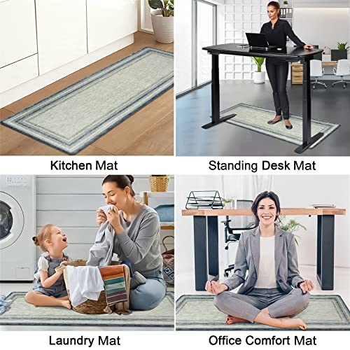 KIMODE Anti Fatigue Kitchen Mat 2PCS,Non-Skid Waterproof Kitchen Rugs,Farmhouse Kitchen Mat for Floor,Cushioned Comfort Foam Standing Mat for KIMODE