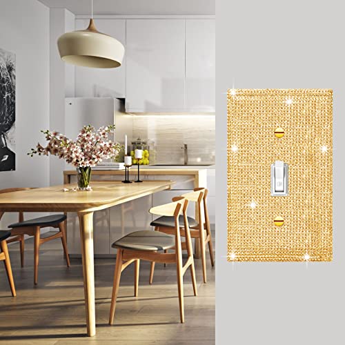 Gaocai 1 Pcs Shiny Silver Golden Rhinestone Wall Plate Cover 1 Gang Decorative Light Switch Cover Rhinestones Switch Covers Gaocai