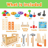 GraceDuck Kids Tool Bench Wooden Set Toys - Montessori Toys for 2 3 4 5 Year Old Workbench Boy Girl Construction Toys for 2 Year Old Boy Educational GraceDuck