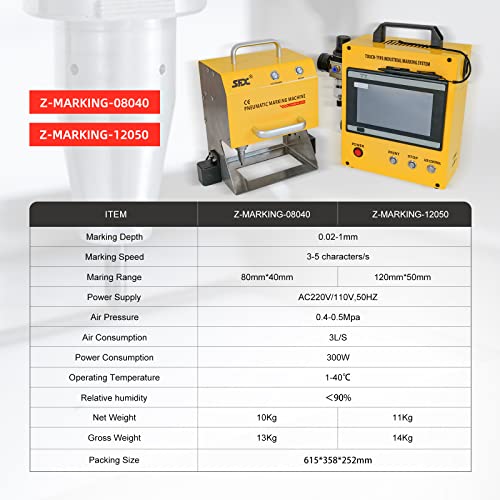 US Stock 100W Pneumatic Dot Peen Metal Marking Machine Engraving Size 120x50mm(4.7X2inch) with Digital Control Depth 0.02-1 mm Pneumatic Metal - WoodArtSupply