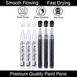Black Paint Pens, 6 Pack 0.7mm Acrylic Black Permanent Marker ,White Paint Pens for Rock Painting, Stone,Wood, Plastic, Ceramic, Glass, Metal Canvas, EBOT