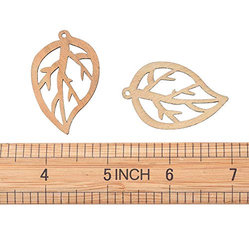 Pandahall 20Pcs Hollow Leaf Natural Wood Beads Pendants 45x28.5x2mm Unfinished Large Leaf Dangle Charms with Loop for Earring Bracelet Necklace PH PandaHall