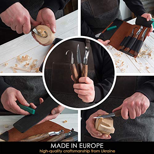 BeaverCraft Wood Spoon Carving Tools Kit S14x Deluxe - Wood Carving Tools Set Wood Carving Kit - Wood Carving Knives, Hook Knife Wood Carving Spoon - WoodArtSupply