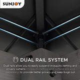 Sunjoy 10 x 12 ft. Wood Gazebo, Outdoor Patio Steel Hardtop Gazebo, Cedar Framed Wooden Gazebo with 2-Tier Metal Roof, Suitable for Patios, Lawn and Sunjoy