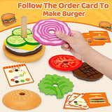 Jumlys Montessori Toys for 2, 3, 4, 5, Year Old, Wooden Burger Stacking Toys, Fine Motor Toys for Kids Boys Girls, Ideal Preschool Educational and Jumlys