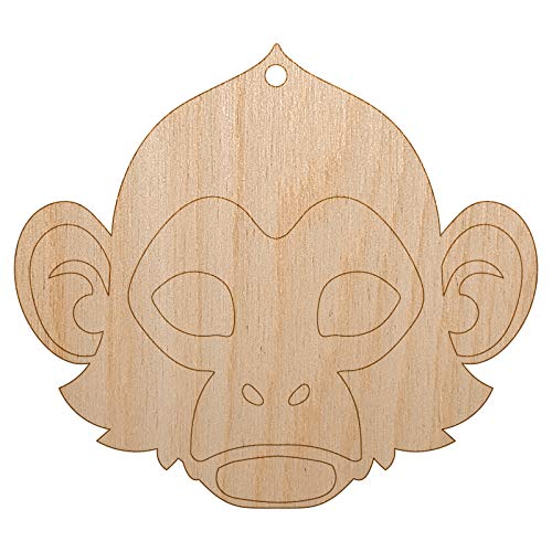 Capuchin Monkey Head Unfinished Craft Wood Holiday Christmas Tree DIY Pre-Drilled Ornament