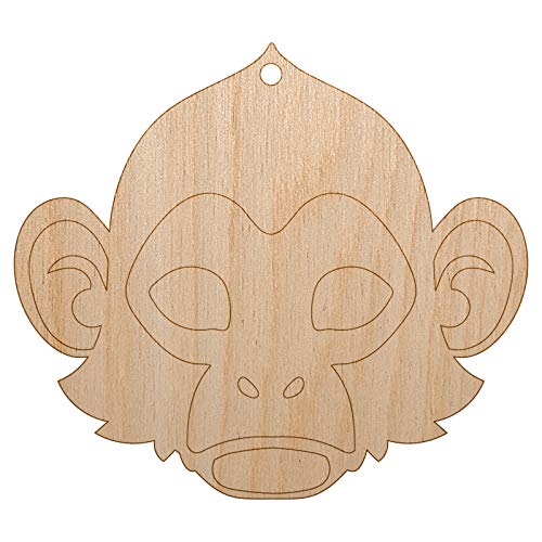 Capuchin Monkey Head Unfinished Craft Wood Holiday Christmas Tree DIY Pre-Drilled Ornament - WoodArtSupply